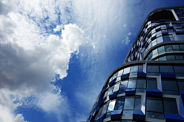 Corporate building with blue sky