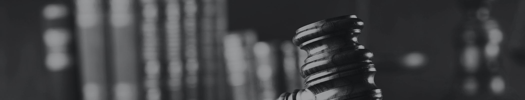 Black and white close-up of judge’s gavel