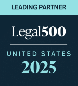 “Legal 500 – Leading Partner – United States 2025” badge.