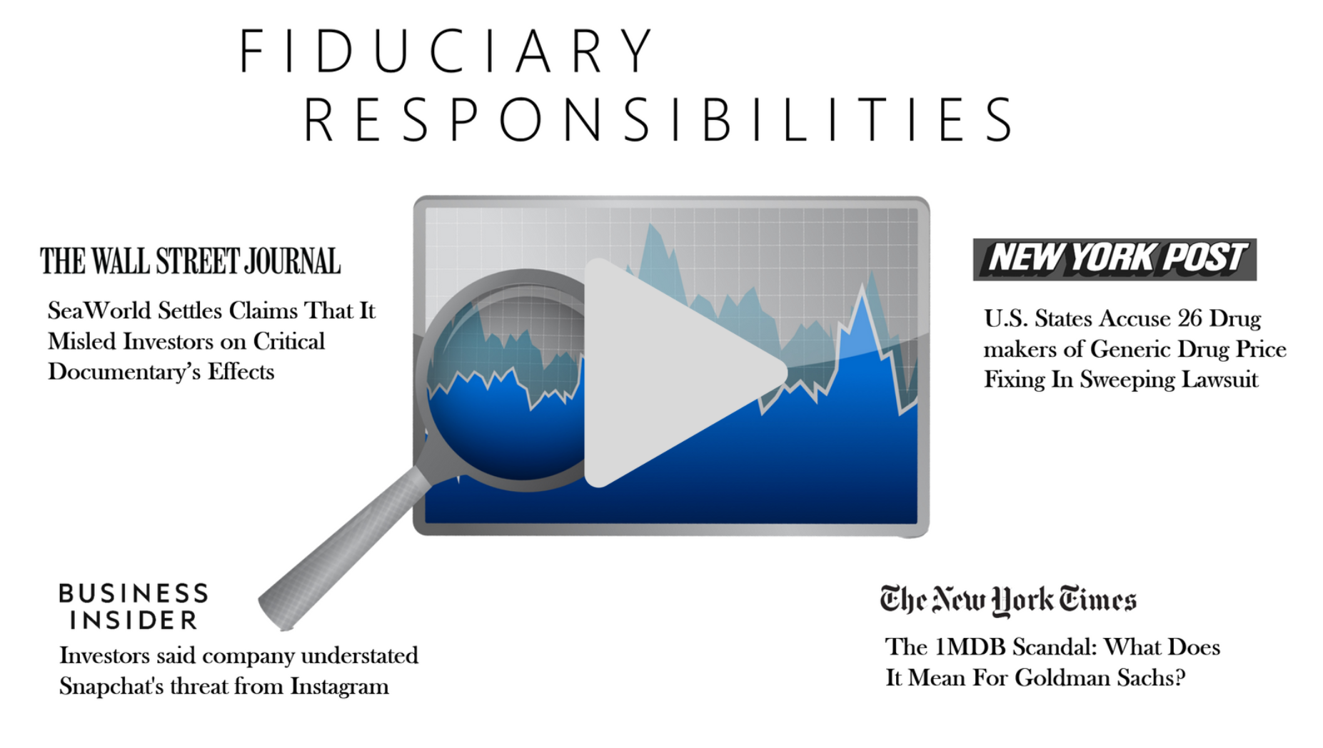 Slide titled “Fiduciary Responsibilities” with magnifying glass over chart graphic.