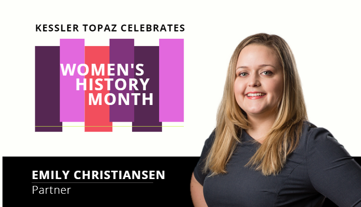 Women’s History Month spotlight graphic featuring Emily Christiansen.