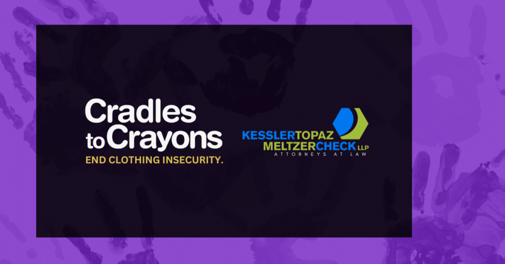 Purple “Cradles to Crayons” branded slide with logo.