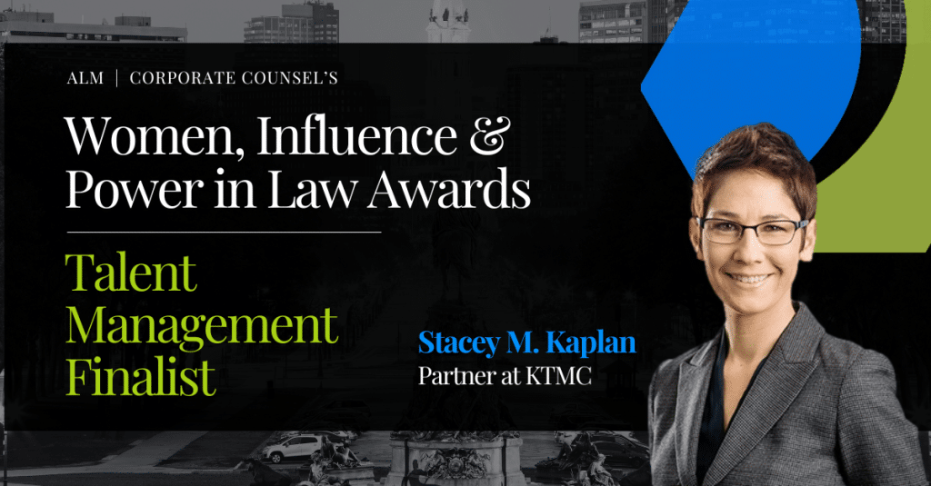 “Women, Influence & Power in Law Awards” finalist graphic with attorney portrait.