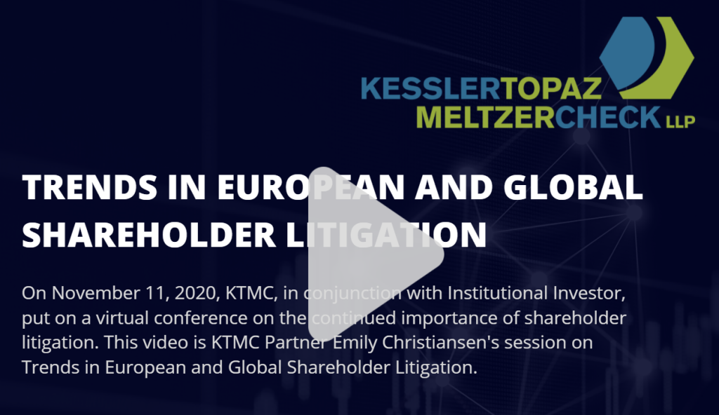 “Trends in European and Global Shareholder Litigation” presentation slide.