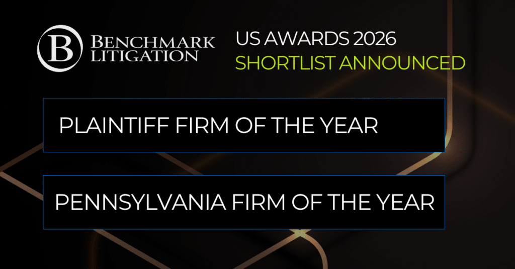 Award graphic showing “Plaintiff Firm of the Year” text