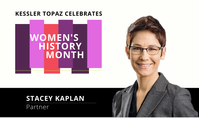 Women’s History Month spotlight graphic featuring Stacy Kaplan.