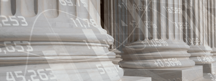 Close-up of classical building columns and stone architecture